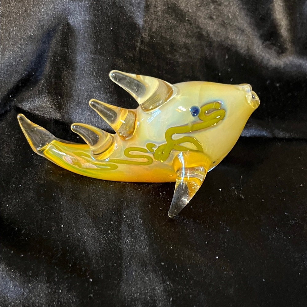 Glass Fish Figurine - Yellow and Green